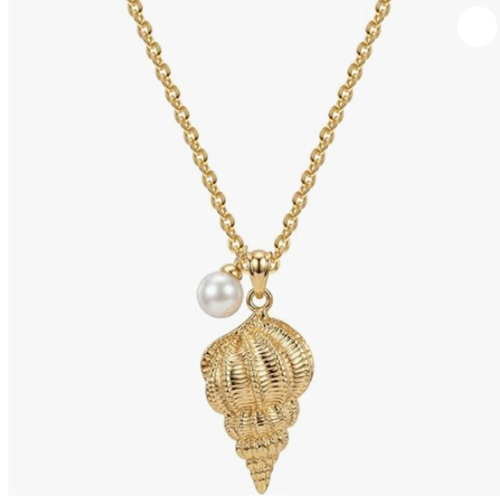 Anthro Gold Shell Pearl Necklace Choker